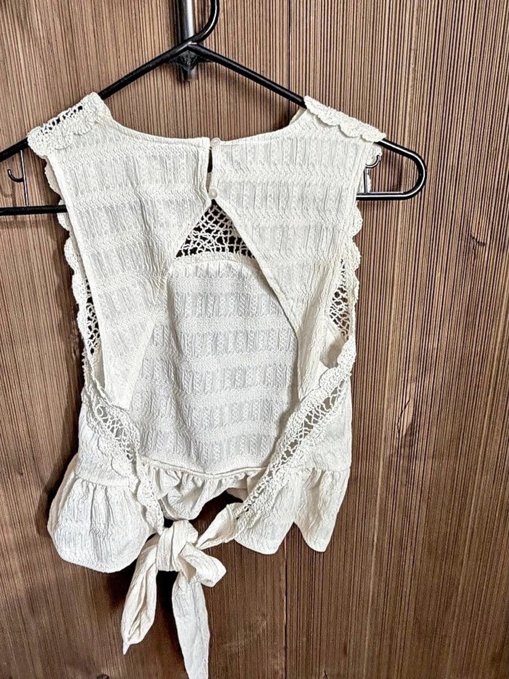 White Crochet Lace Ruffle Top - Picture 2 of 3